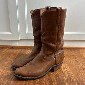 Vintage Lucchese San Antonio Brown Leather Boots 9.5C